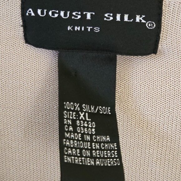 August Silk 100% Silk Neutral V Neck Cardigan Sweater Closet Staple Size XL - Picture 3 of 3